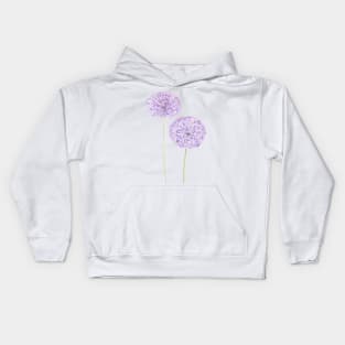 2 purple Allium watercolor Kids Hoodie